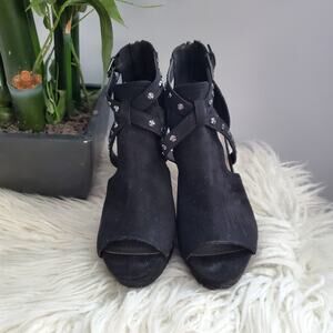 GBG Guess Black Open Toe Platform Stiletto Heels 9M